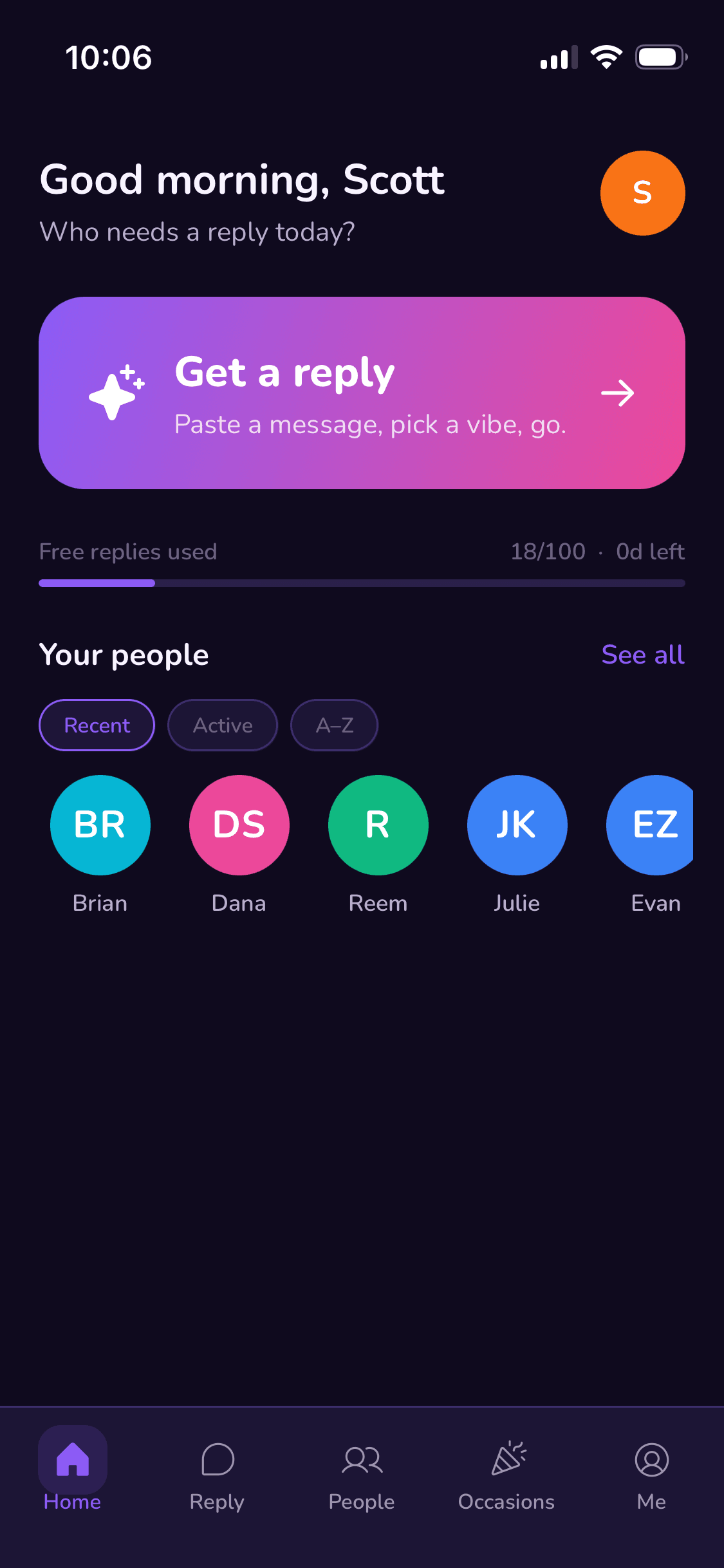 Home screen